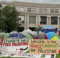 Student encampment at Gaza invasion protest on campus of Case Western Reserve University, May 4, 2024