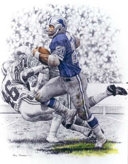 Larry Wilson Original Artwork for Goal Line Art. Football