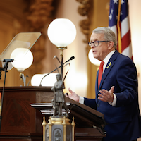   COLUMBGov. Mike DeWine during the State of the State address, March 23, 2022, in the House Chamber at the Ohio Statehouse.